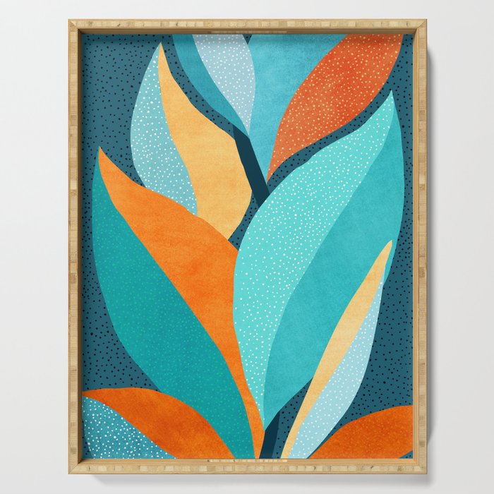 Abstract Tropical Foliage Serving Tray