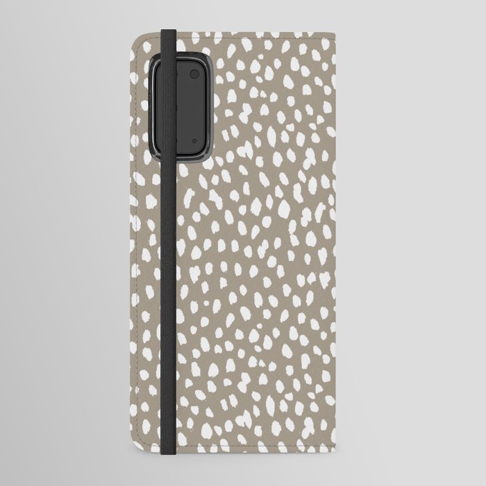 White on Dark Taupe spots Android Wallet Case