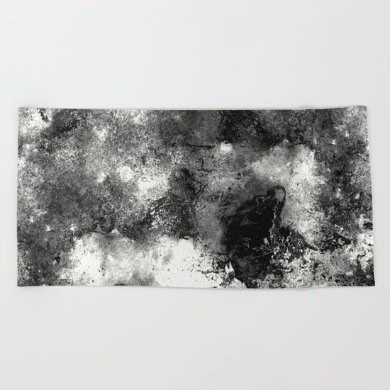 Deja Vu - Black and white, textured painting Beach Towel