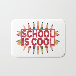 School is cool Bath Mat | First, Time, School, Graphicdesign, Child, Bag, Lifestyle, Happy, Childhood, Illustration 