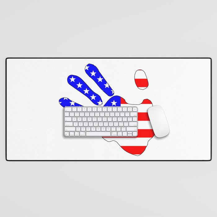 Stars And Stripes Hand Print Silhouette Desk Mat