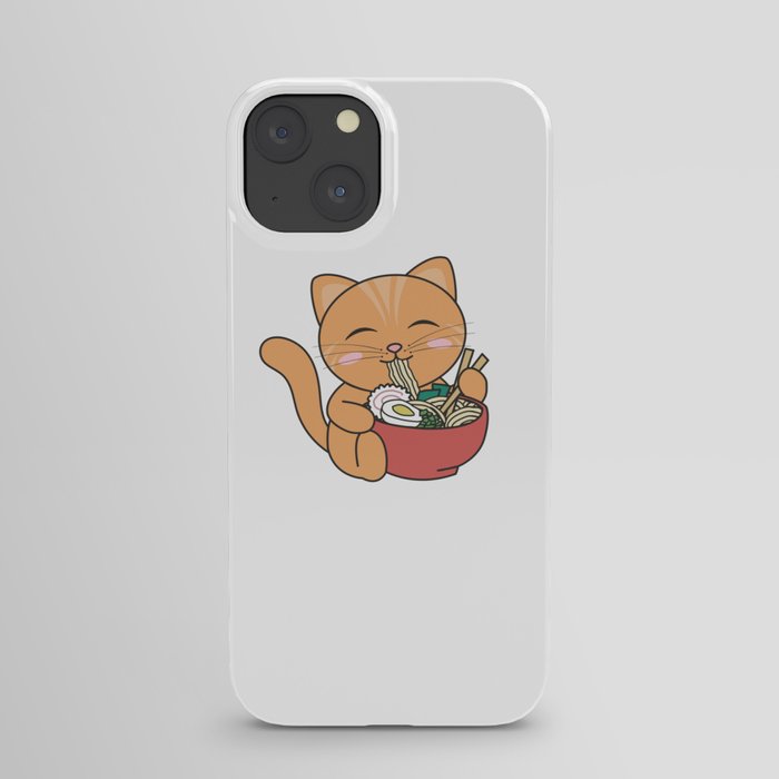Ramen Cute Cat Eats Ramen Anime Cat iPhone Case