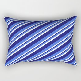 [ Thumbnail: Royal Blue, Mint Cream & Midnight Blue Colored Striped Pattern Rectangular Pillow ]
