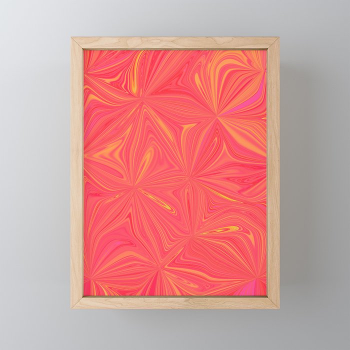 Hot Coral Pinwheels  Framed Mini Art Print
