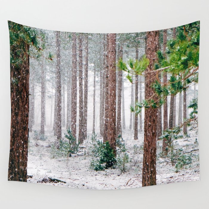 Winter Forest (Color) Wall Tapestry