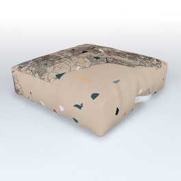 England, Portsmouth - Terrazzo Map Illustrated Outdoor Floor Cushion