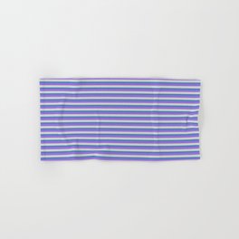 [ Thumbnail: Purple, Light Gray, and Blue Colored Lined Pattern Hand & Bath Towel ]