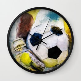 Football watercolor sport art #football #soccer Wall Clock