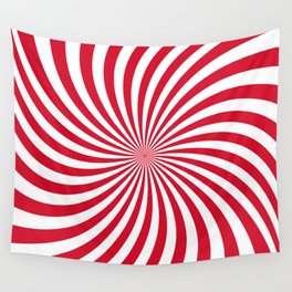 Red & White Hypnotic Spiral Wall Tapestry