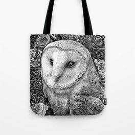 Barn Owl in Flowers Tote Bag