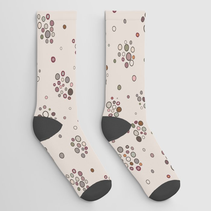 Colorful cloud polka dots pattern, retro colors Socks