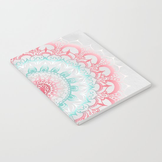 Teal & Coral Glow Medallion Notebook
