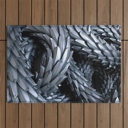 Silver Metallic Dragon Skin Outdoor Rug