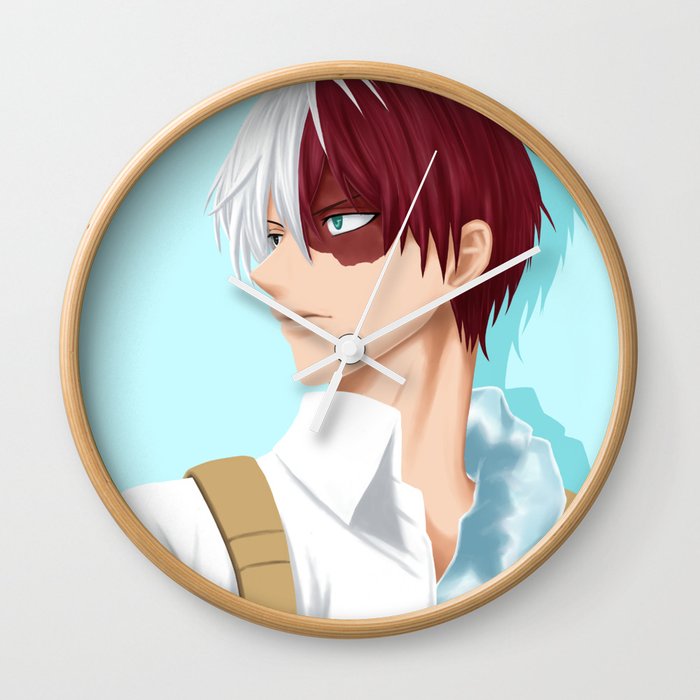 Boku No Hero Academia Anime Fanart Todoroki Shoto Wall Clock By
