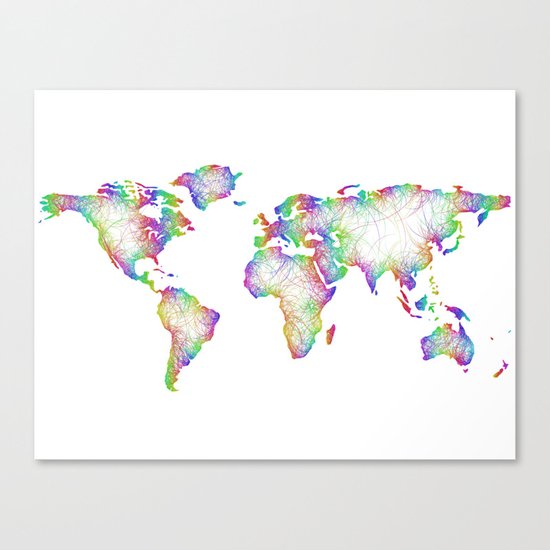 Rainbow World map Canvas Print