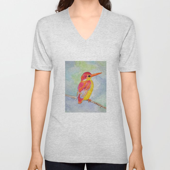 Rufous-backed Kingfisher V Neck T Shirt