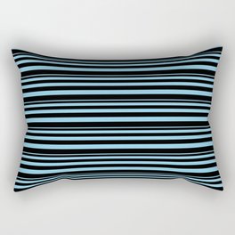 [ Thumbnail: Sky Blue & Black Colored Striped Pattern Rectangular Pillow ]