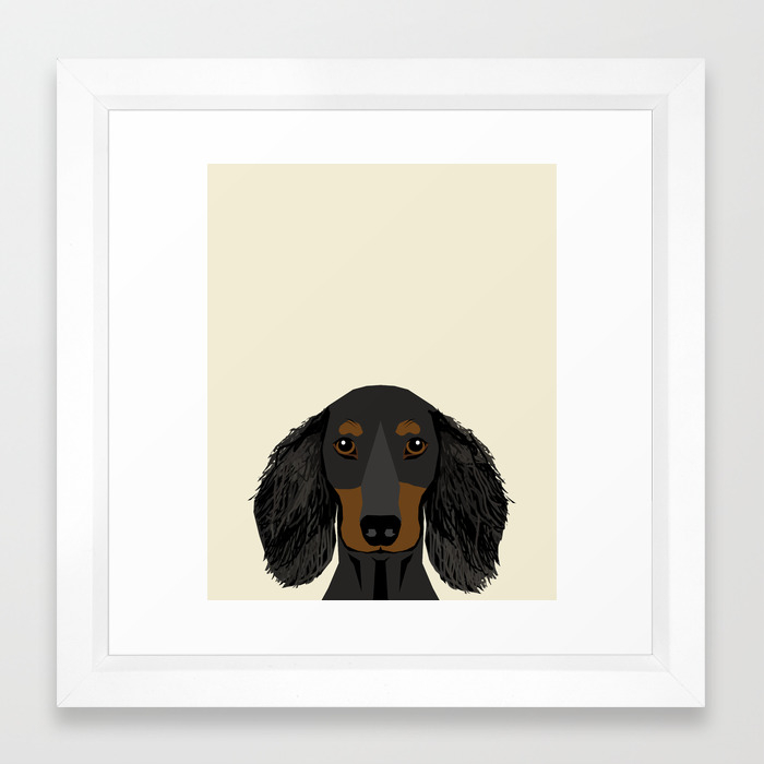 Doxie Portrait Black And Tan Longhaired Dog Design Cute
