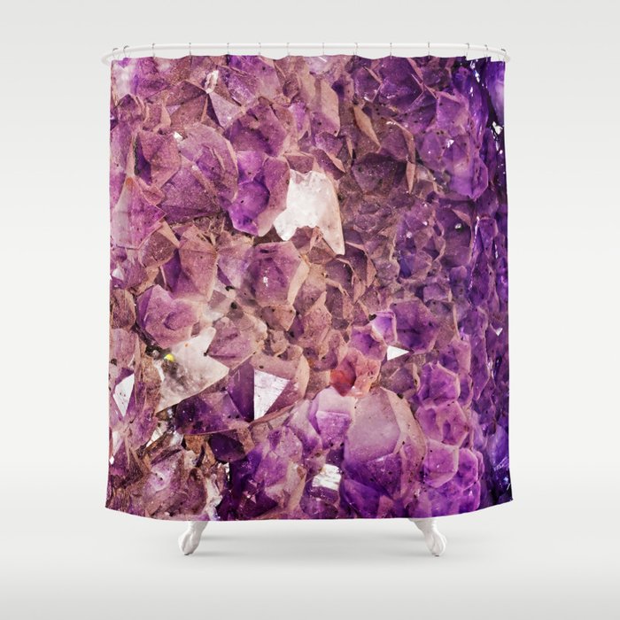 Gleaming Purple Geode Crystals Shower Curtain By Thequarry Society6