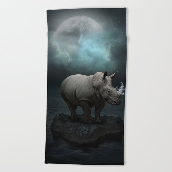 Power Is No Blessing In Itself v.1 (Protect the Rhino) Beach Towel