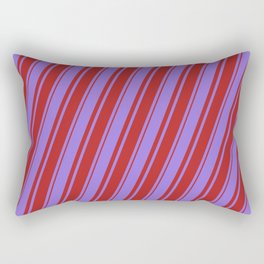 [ Thumbnail: Purple and Red Colored Lines/Stripes Pattern Rectangular Pillow ]