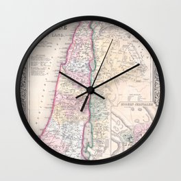 Old 1864 Historic State of Palestine Map Wall Clock