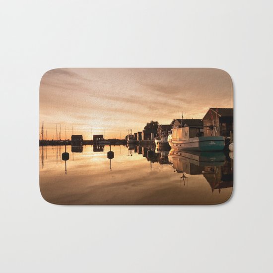 Beautiful Sunrise - harbour Beach Boat Ship Bath Mat