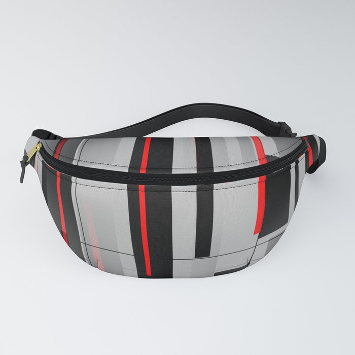 Off the Grid - Abstract - Gray, Black, Red Fanny Pack