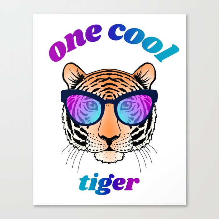 Cool tiger face with gradient glasses Canvas Print