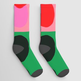 Mid-Century Modern Abstract Bubbles Hot Pink Socks