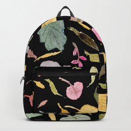 Mini leaves - fall leaves black background square Backpack