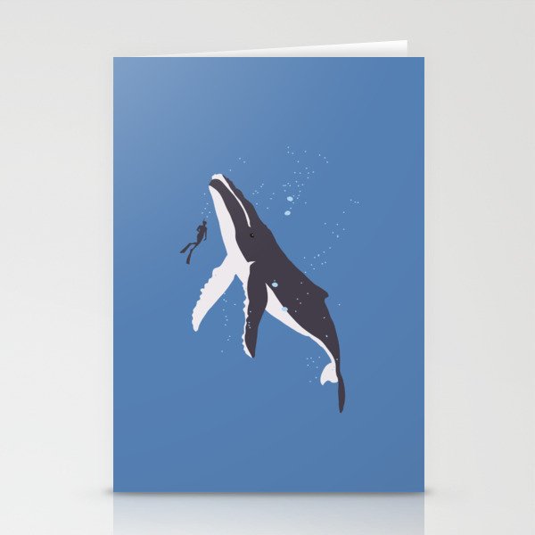 Humpback Whale and Human Stationery Cards