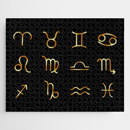 Zodiac constellations symbols in gold Jigsaw Puzzle