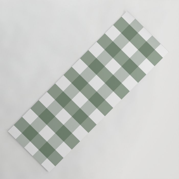 Gingham Plaid Pattern (sage green/white) Yoga Mat