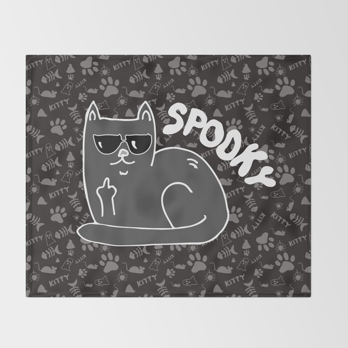 Spooky Bird Flipping Cool Cat Throw Blanket By Oandoprintshop