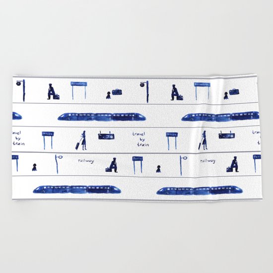 Travel by train #2 Beach Towel