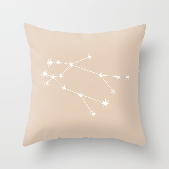 GEMINI Neutral Tan – Zodiac Astrology Star Constellation Throw Pillow