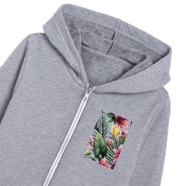 Tropical Flowers and Leaves Kids Zip Hoodie