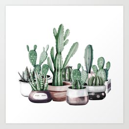 Cactus + Succulents Rose Gold Pattern by Nature Magick Art Print