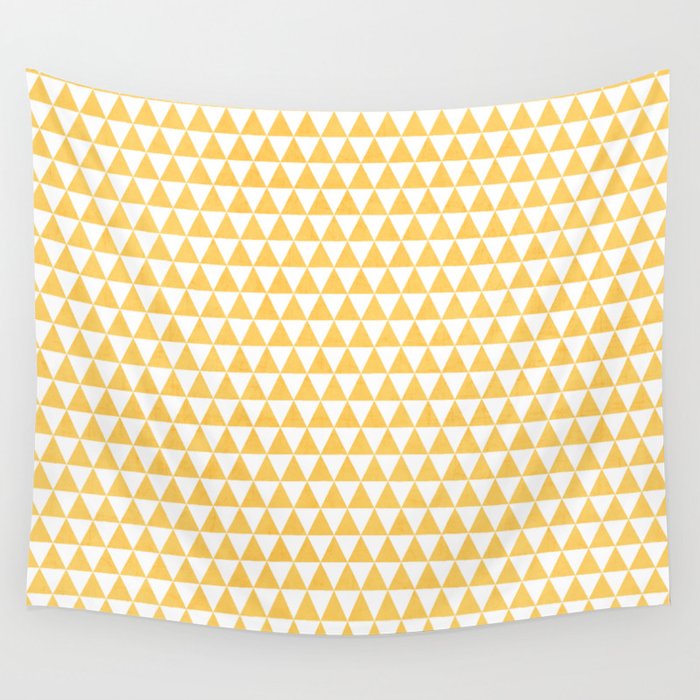 triangles - yellow and white Wall Tapestry