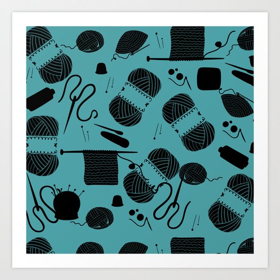 yarn teal Art Print