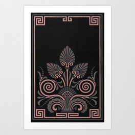 Vintage Greek Pattern Black Gray Pink : The Practical Decorator And Ornamentist Art Print