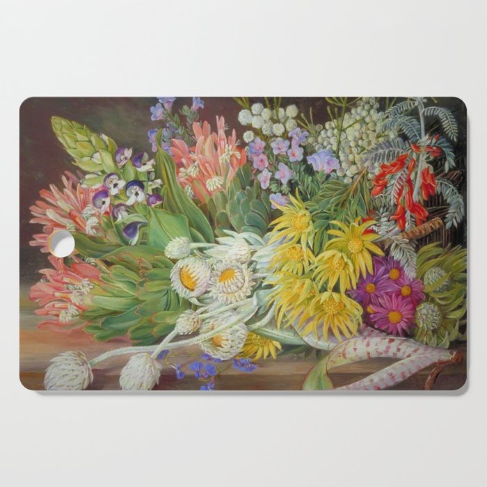 Medley of Wild Summer Mountain Flowers still life painting Cutting Board