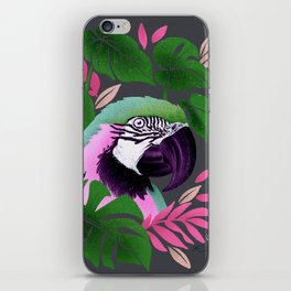 Pinky Green Parrot Monstera iPhone Skin