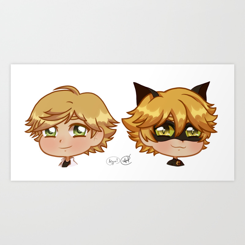 Chibi Adrien And Chat Noir Art Print By Thejaguar9 Society6 Chibi Adrien And Chat Noir Art Print By Thejaguar9 Society6
