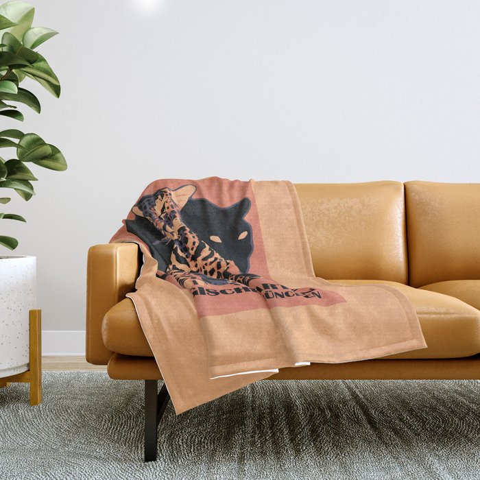 Retro vintage Munich Zoo big cats Throw Blanket