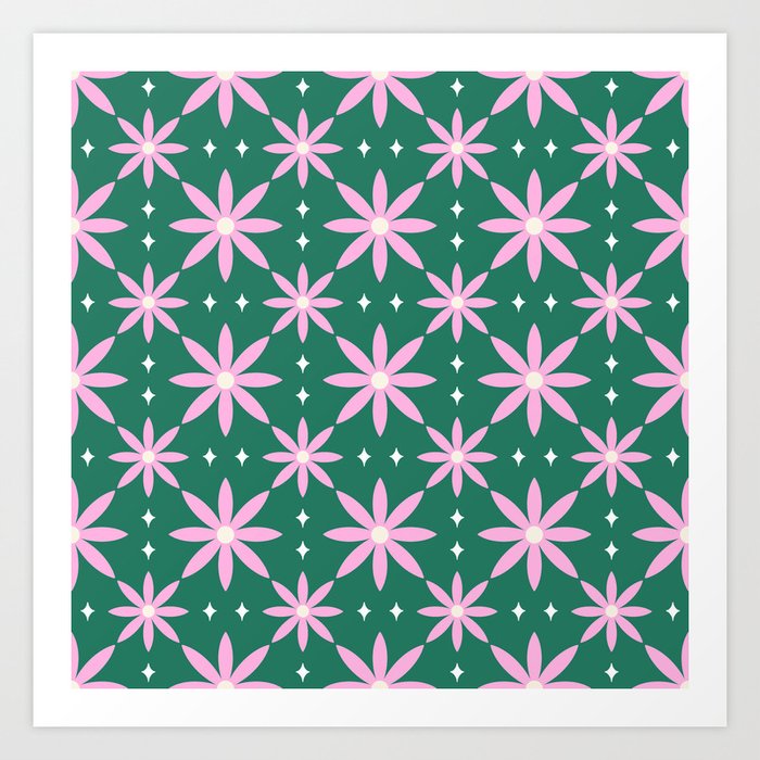 Geometric Star Flower Pattern Art Print
