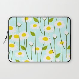 Cheerful Modern Daisy Flowers Mint Green Laptop Sleeve