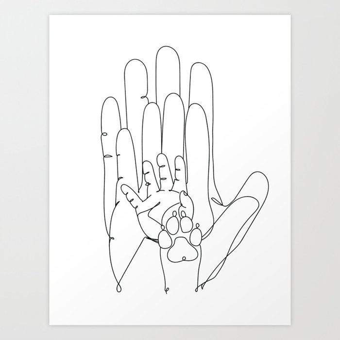 Family Hands and Dog Paw #3 Art Print