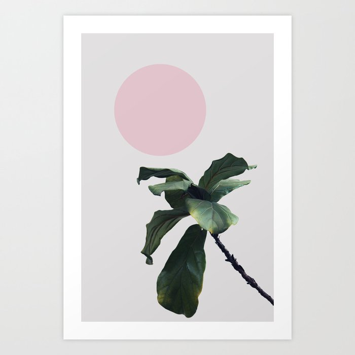 07_Simple plant with pink sun Art Print